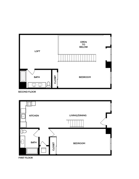 Floor plan for 2 beds, 2 baths, 1392 sqft